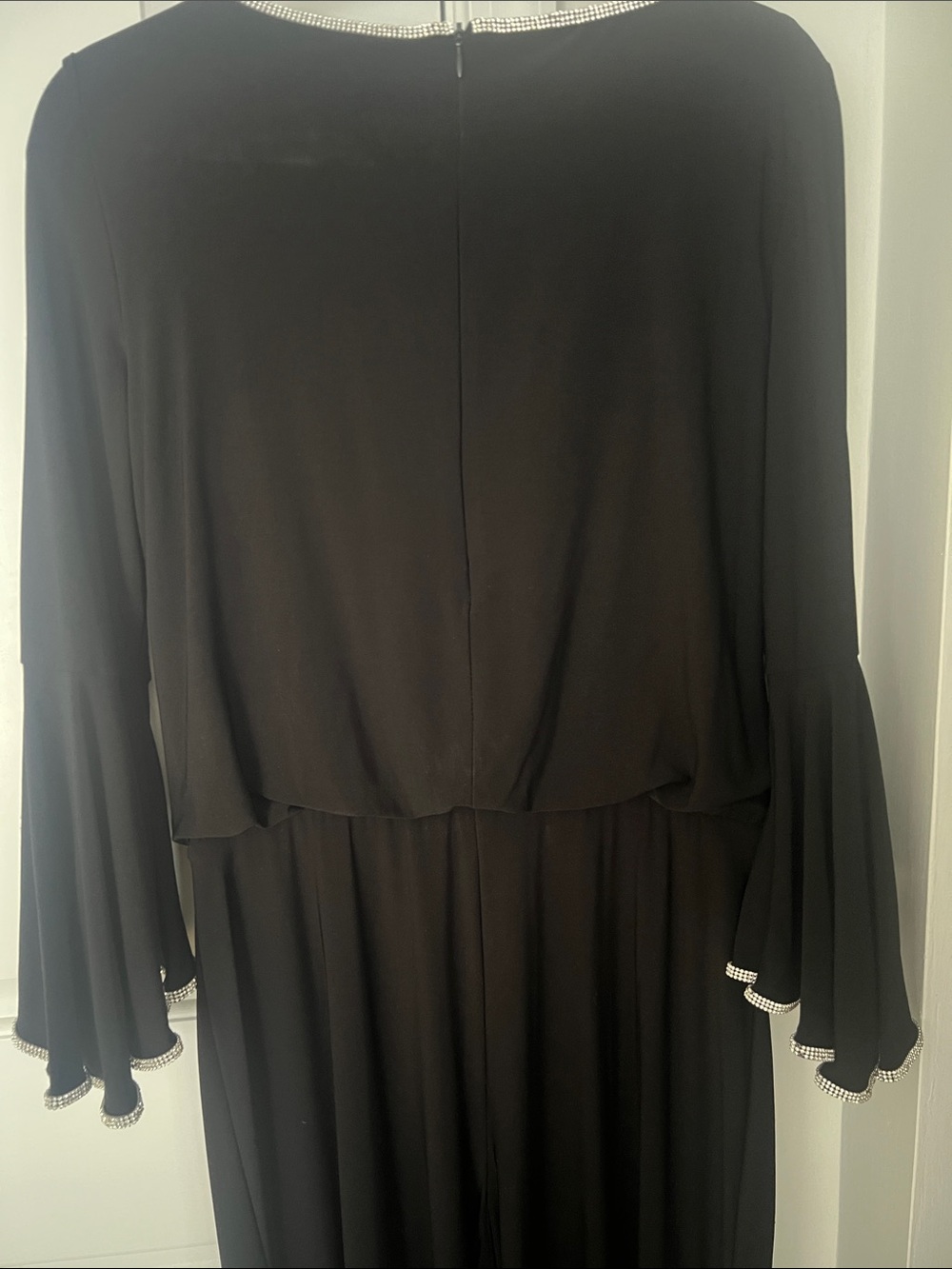 MSK Black Long-Sleeve Jumpsuit with Silver sparkle Accent Trim - Picture 5 of 8